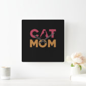 Horloge Carrée Maman de chat (Maison)