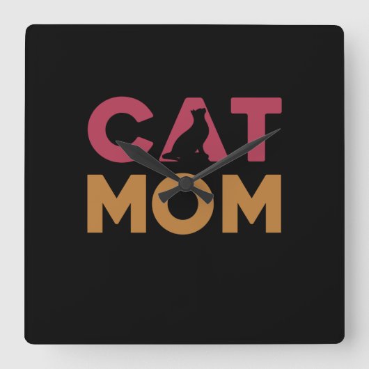 Horloge Carrée Maman de chat (Recto)