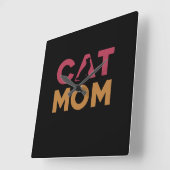 Horloge Carrée Maman de chat (Angle)