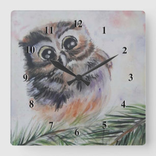 Horloge Carrée Maman... - Peinture à l'aquarelle -