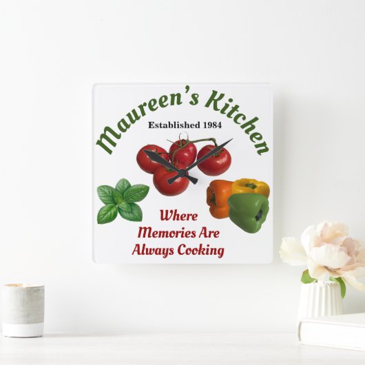 Horloge Carrée Maman's Kitchen 'Ajouter votre nom' (Maison)