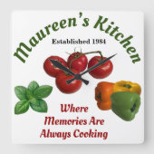 Horloge Carrée Maman's Kitchen 'Ajouter votre nom' (Recto)