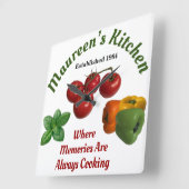 Horloge Carrée Maman's Kitchen 'Ajouter votre nom' (Angle)