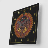 Horloge Carrée Mandala Adorable Elephant Metallizer (Angle)