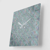 Horloge Carrée Mandala iridescent boho chic (Angle)