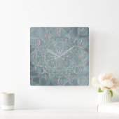 Horloge Carrée Mandala iridescent boho chic (Maison)