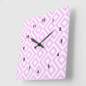 Horloge Carrée Mander rose et blanc (Angle)