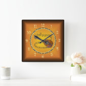 Horloge Carrée Mandolin 02 On Musical Scroll & Russet Orange ~ (Maison)