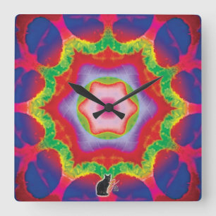 Horloge Carrée Mandril Kaleidoscope