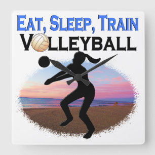 HORLOGE CARRÉE MANGEZ, DORMEZ, FORMEZ LE VOLLEYBALL