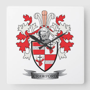 Horloge Carrée Manteau de crête de famille de Crawford des bras