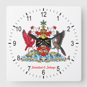 Horloge Carrée Manteau du Trinidad et du Tobago des bras