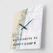 Horloge Carrée Mantolog NJ Latitude Longitude Graphique Nautique (Angle)