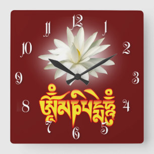 Horloge Carrée mantra Om mani padme hum