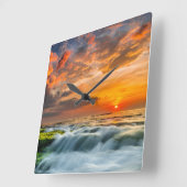 Horloge Carrée Manyar Beach À Sunrise (Angle)