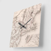 Horloge Carrée Map: Northeast États-Unis (Angle)