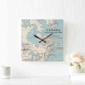 Horloge Carrée Map of Canada - Routes aériennes du Canada (Maison)