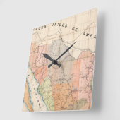 Horloge Carrée Map of Mexico (Angle)