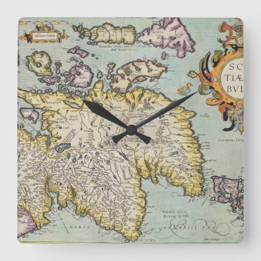 Horloge Carrée Map of Scotland | Écosse militaire (Recto)