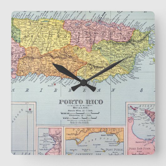 HORLOGE CARRÉE MAP : PORTO RICO, 1900 (Recto)