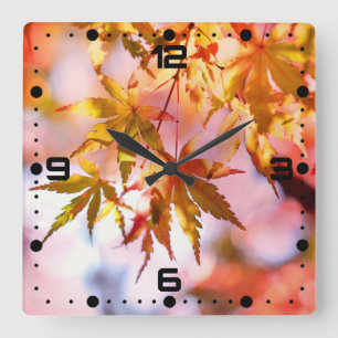 Horloge Carrée Maple Feuille Landscape Design-21355