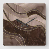 Horloge Carrée Marble Agate Gold Glam 4 - landscape (Recto)