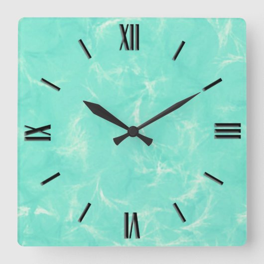 Horloge Carrée Marble swirl print - aqua blue (Recto)