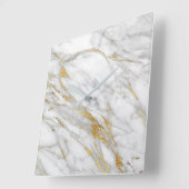Horloge Carrée Marble White Gray (Angle)