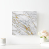 Horloge Carrée Marble White Gray (Maison)