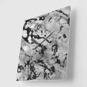 Horloge Carrée Marble White Gray Silver Black Carrara (Angle)