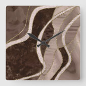 Horloge Carrée Marbre Agate Or Glam 5 (Recto)