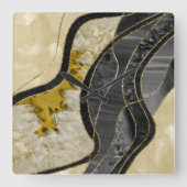 Horloge Carrée Marbre Agate Or Glam 6 (Recto)
