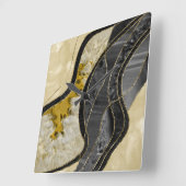 Horloge Carrée Marbre Agate Or Glam 6 (Angle)