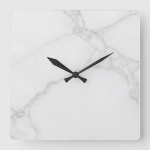 Horloge Carrée Marbre Blanc