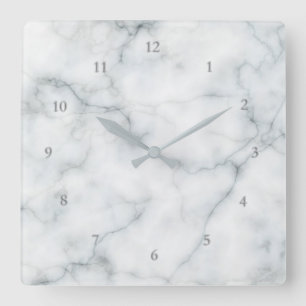 Horloge Carrée marbre blanc élégant