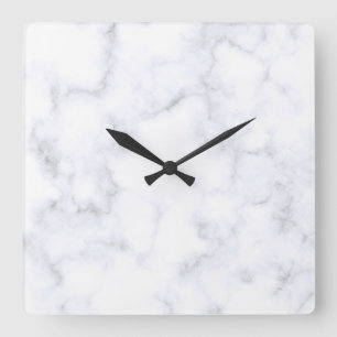 Horloge Carrée Marbre Blanc Moderne