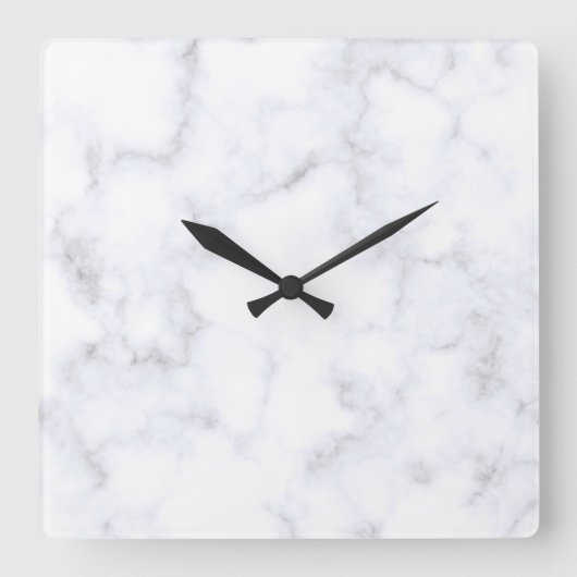 Horloge Carrée Marbre Blanc Moderne (Recto)