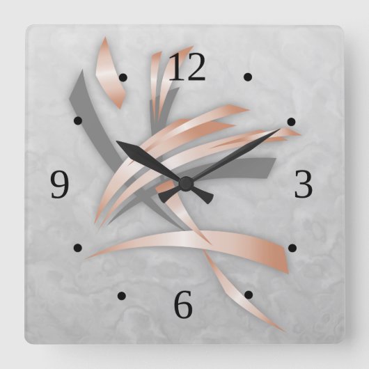 Horloge Carrée Marbre gris or rose Art Abstrait (Recto)