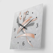 Horloge Carrée Marbre gris or rose Art Abstrait (Angle)