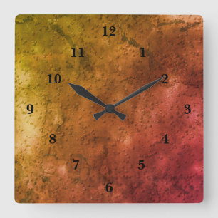 Horloge Carrée marbre vert Brown, arc-en-ciel