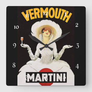 Horloge Carrée Marcello Dudovich Publicité Art Déco « Vermouth »