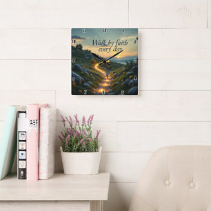 Horloge Carrée Marcher par la foi tous les jours