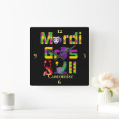Horloge Carrée Mardi Gras Y'all Thunder_Cove (Maison)