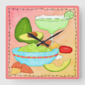 Horloge Carrée Margarita Guacamole Fun Celebrate (Recto)