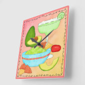 Horloge Carrée Margarita Guacamole Fun Celebrate (Angle)