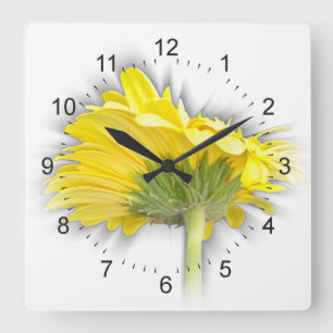 Horloge Carrée marguerite jaune