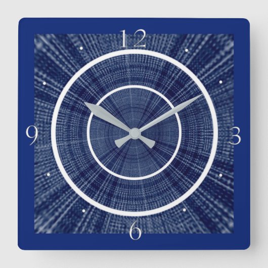 Horloge Carrée Marine Blues et White Abstract Design (Recto)