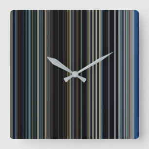 Horloge Carrée Marine moderne tendance et Gold Multicolor Stripes