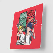 Horloge Carrée Marinette comique miqueuse & Adrien Véritables Cou (Angle)