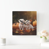 Horloge Carrée Marionnette maltaise Automne Citrouille délice (Maison)